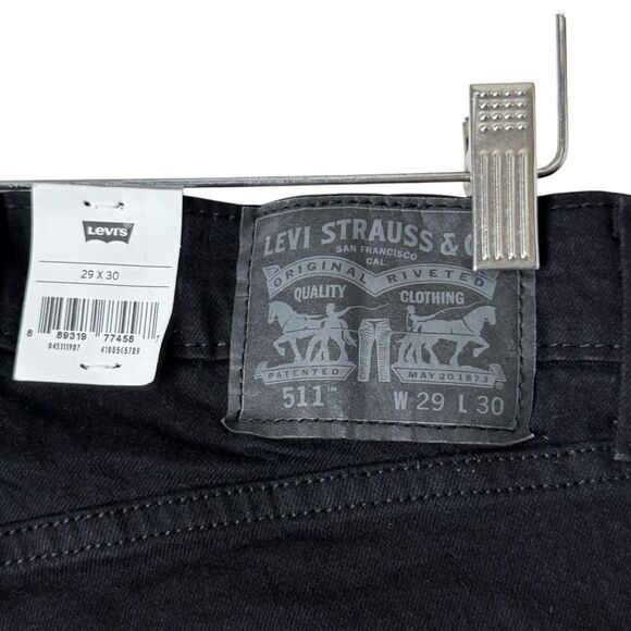 Levis 511 Slim Fit Black Denim Jeans Stretch Flex Mens Size 29x30 - Picture 9 of 11